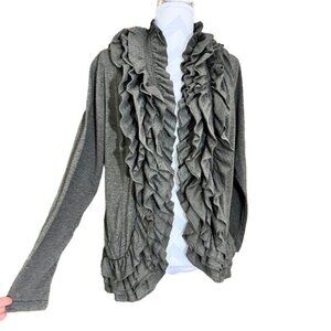 CATO - Women's Gray Ruffled Open-Front Cardigan ...